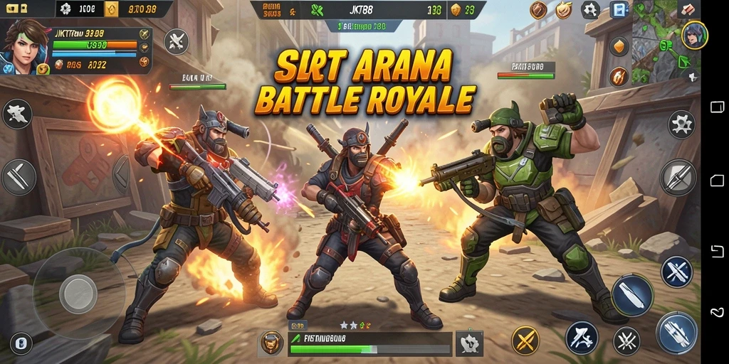 Tampilan seru gameplay JKT88 dalam pertarungan Battle Royale.