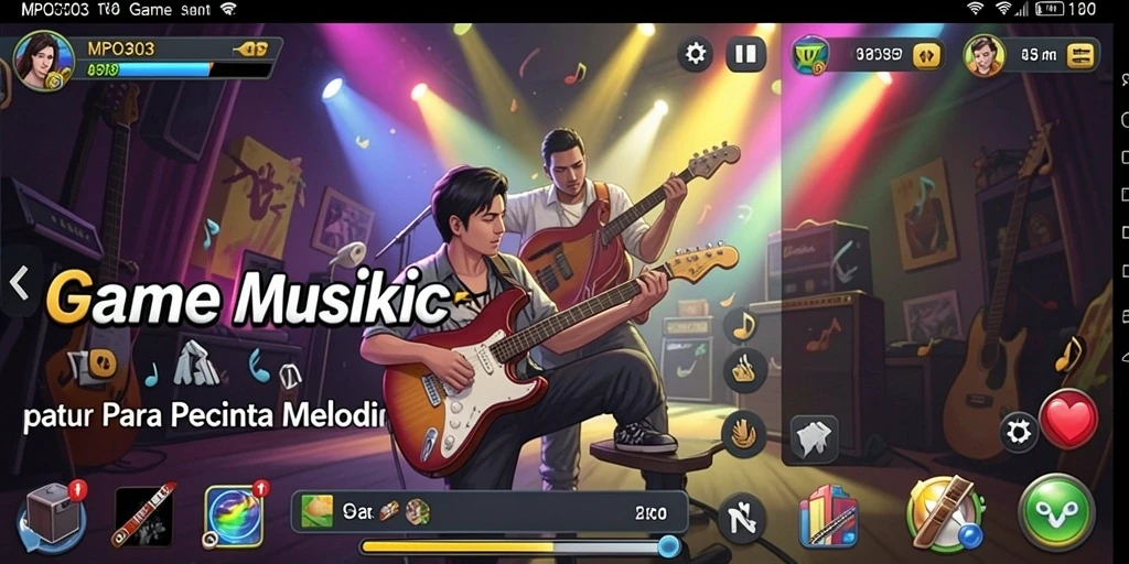 Tampilan gameplay MPO303 yang menarik dengan lagu-lagu populer.