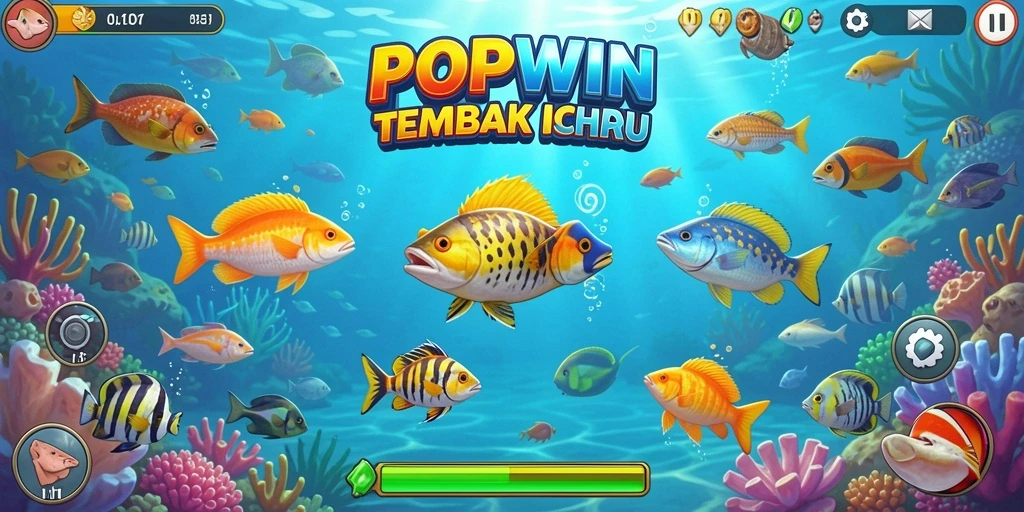 Menggambarkan aksi menembak ikan yang seru dalam POPWIN.