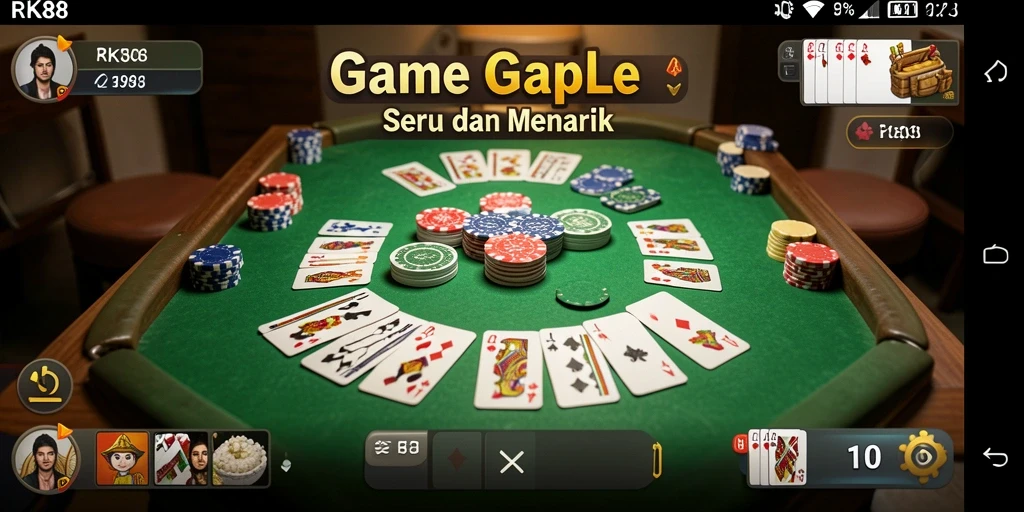 Tampilan screenshot game Gaple RK88 yang menampilkan keseruan bermain.