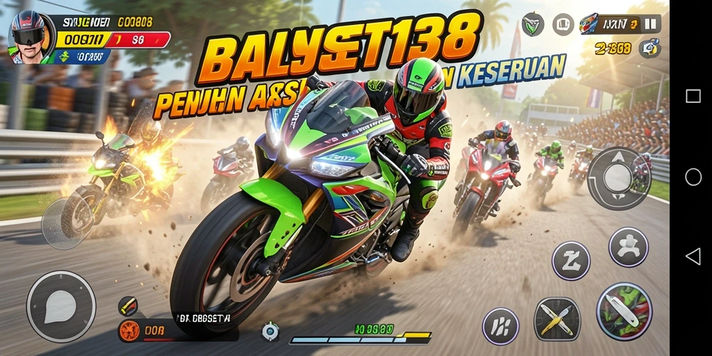 Gameplay balapan motor yang penuh aksi dan tantangan.