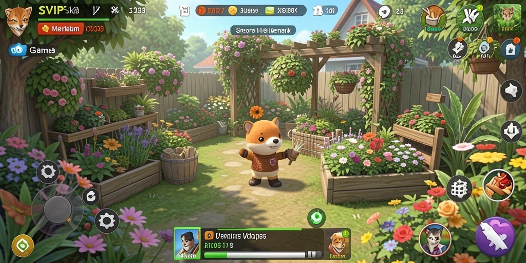 Tampilan gameplay SVIP5 yang seru dan menawan saat berkebun.