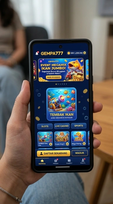 Tampilan utama aplikasi gempa777 yang menarik dan informatif.